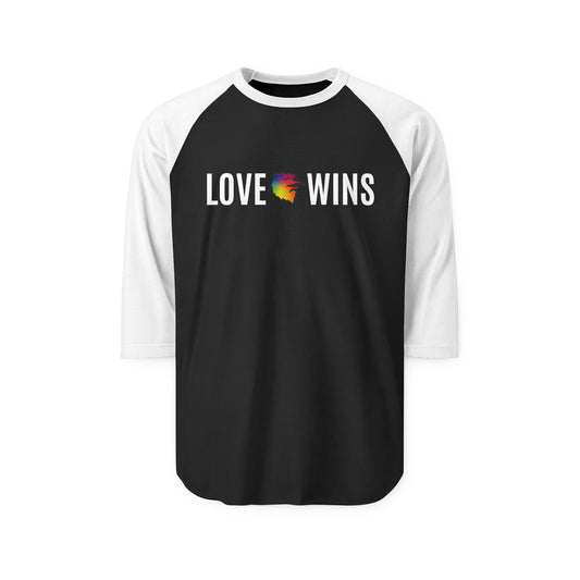 Love Wins - Evanston River Otters Hockey Pride Three-Quarter Sleeve Raglan Shirt