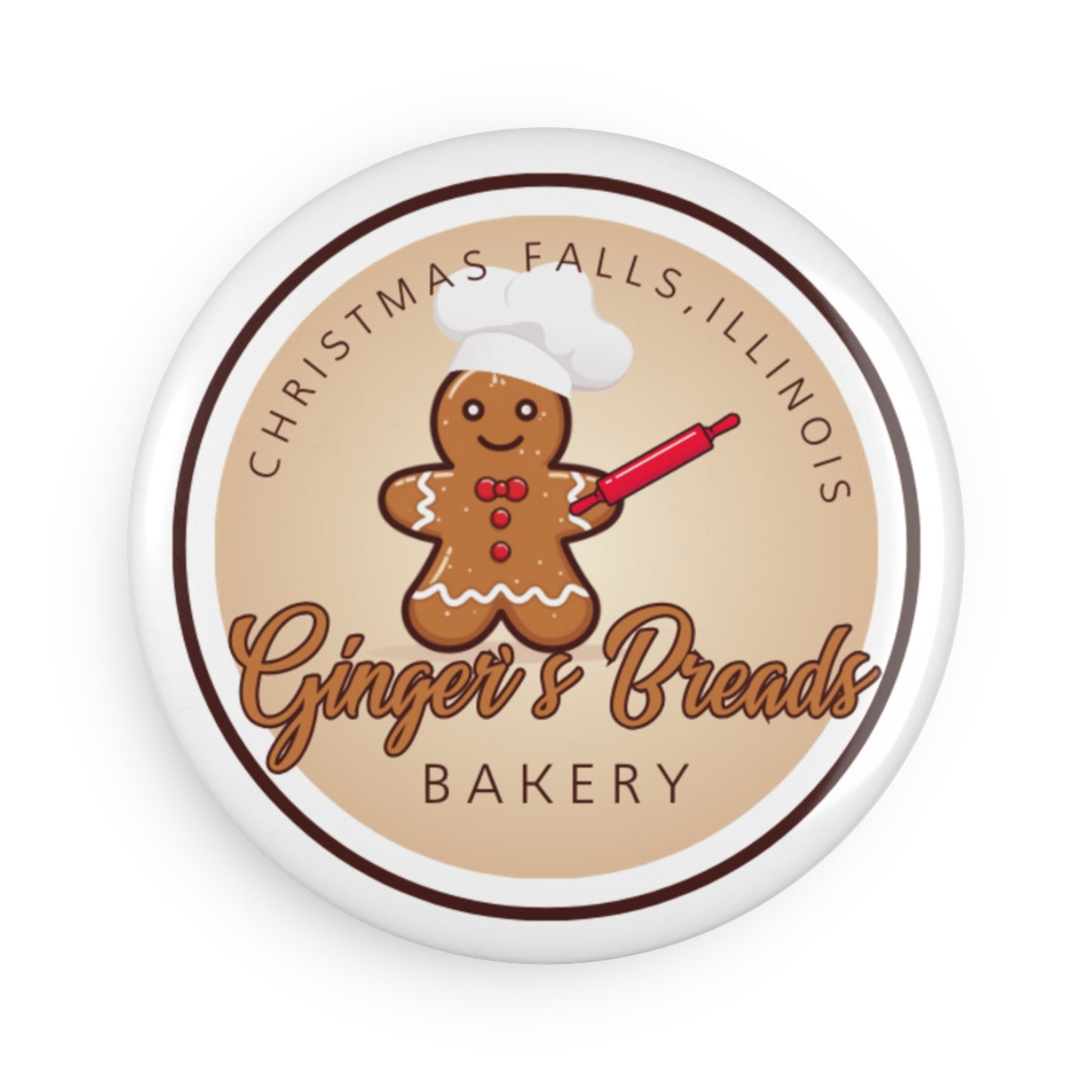 Ginger's Breads Bakery Button Magnet, Round