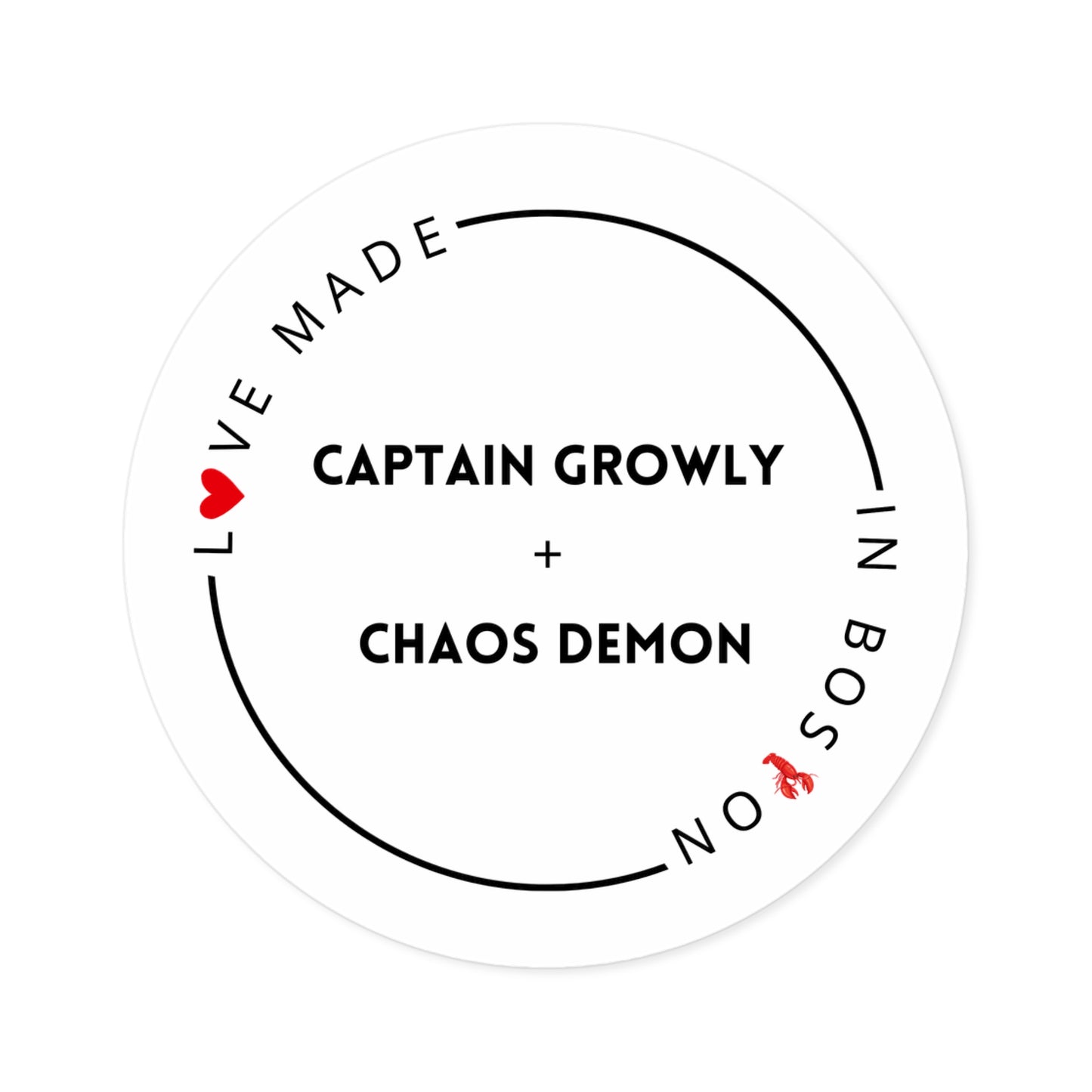 Love Made in Boston - Captain Growly + Chaos Demon Sticker