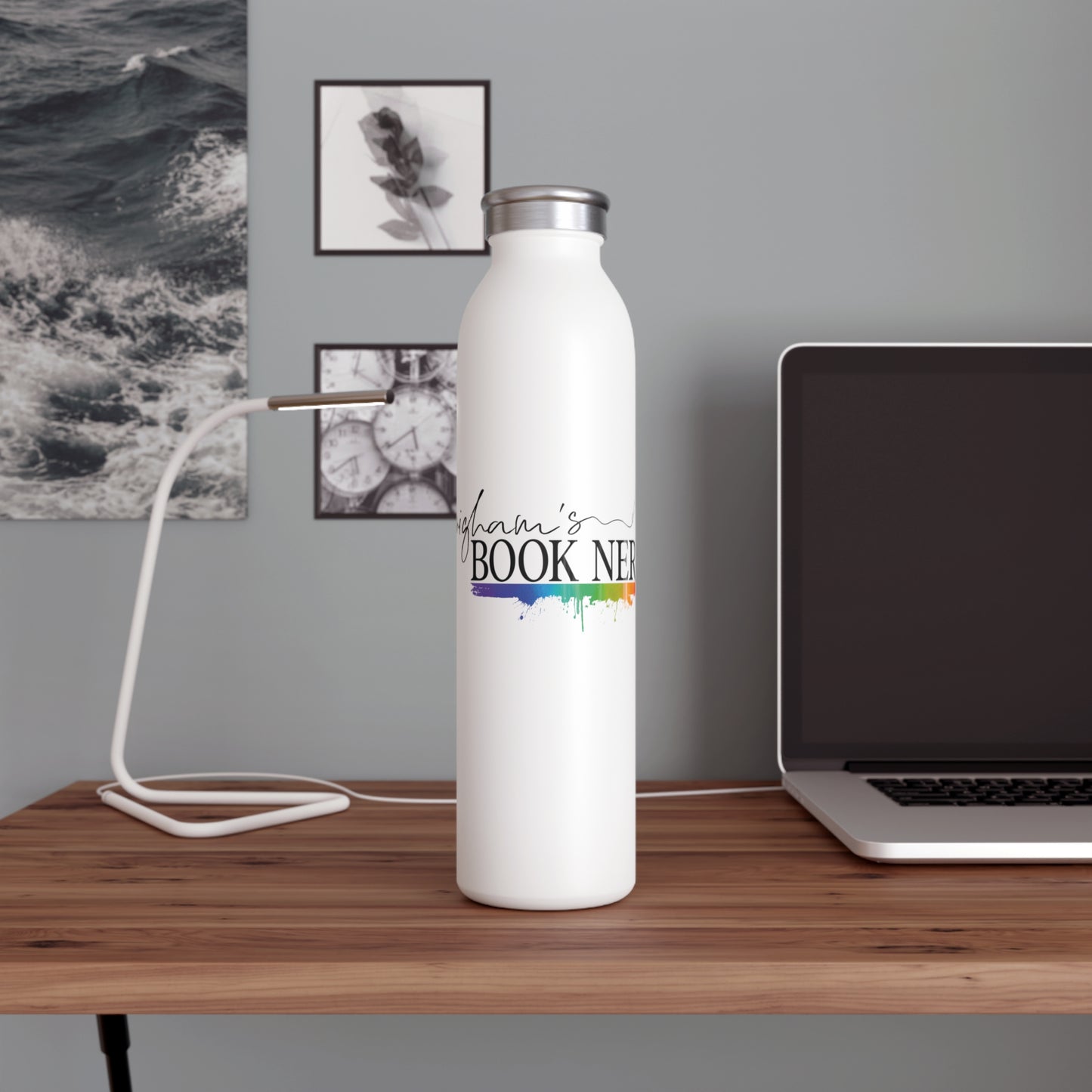 Book Nerds Slim Water Bottle