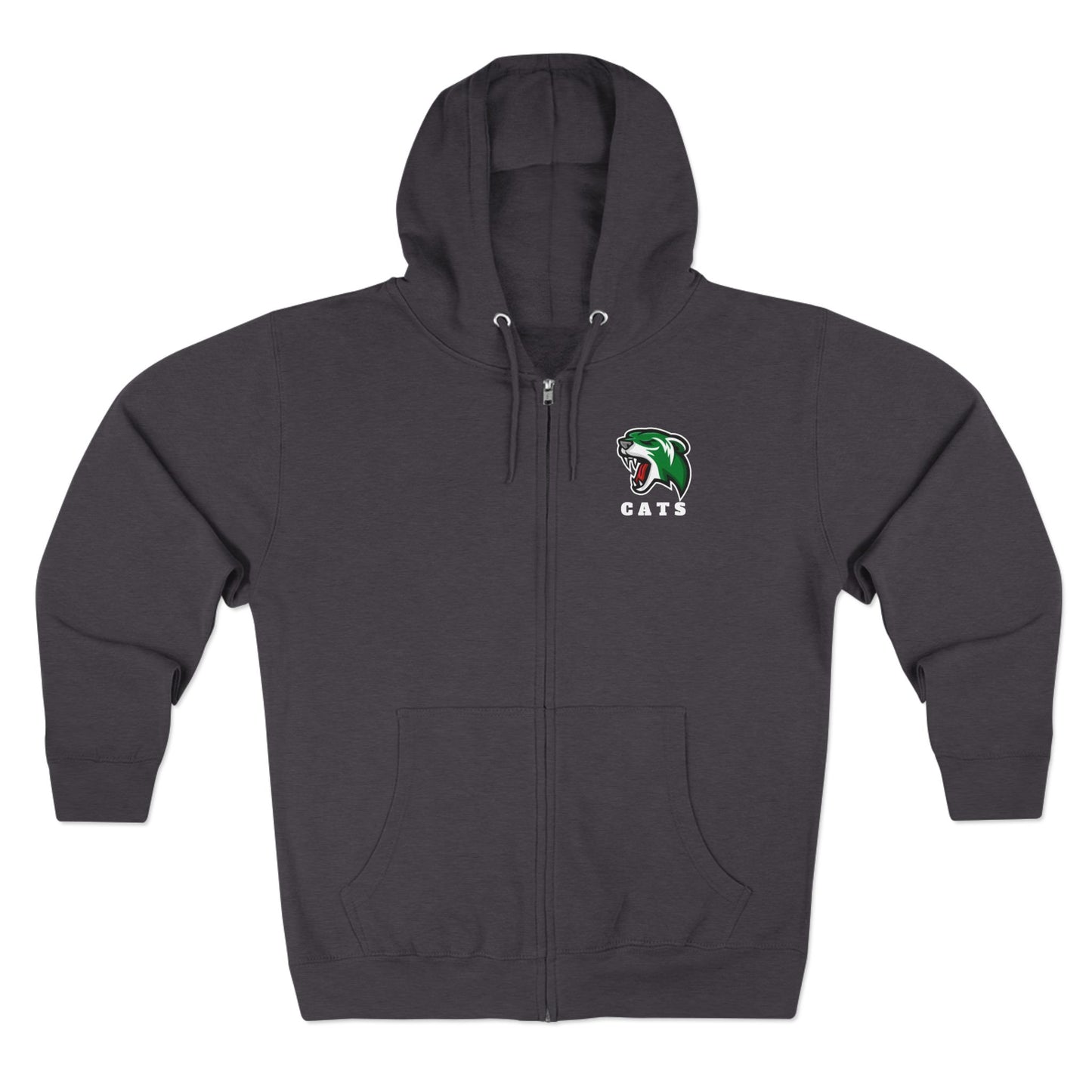 Charcoal Grey Noah Boucher Toronto Fisher Cats Zip Hoodie on white background