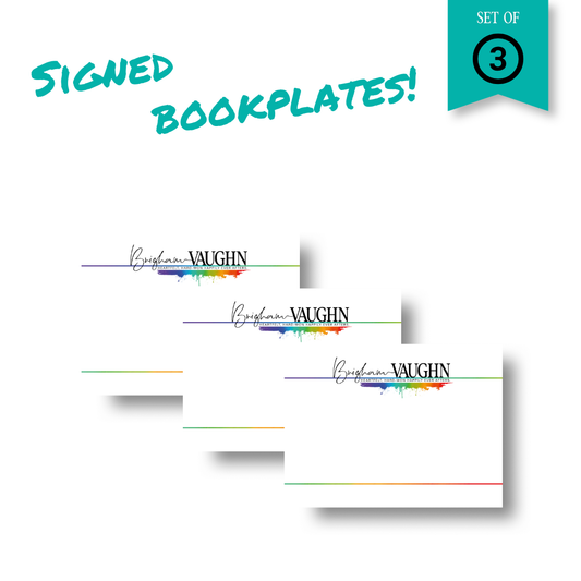 Signed White and Rainbow Brigham Vaughn Bookplates (Set of 3)