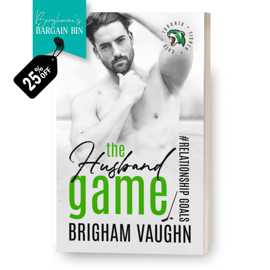 Book cover of 'The Husband Game' by Brigham Vaughn with promotional tag for 25% off on a white background