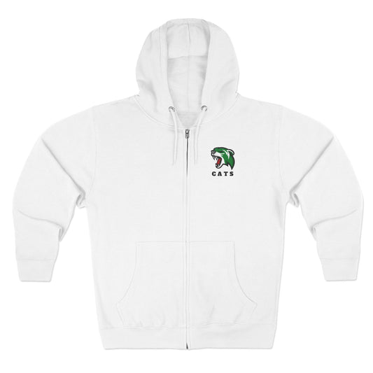 White Noah Boucher Toronto Fisher Cats Zip Hoodie on white background